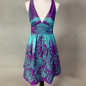 Adrianna Papell Green/Purple Cocktail Party Dress